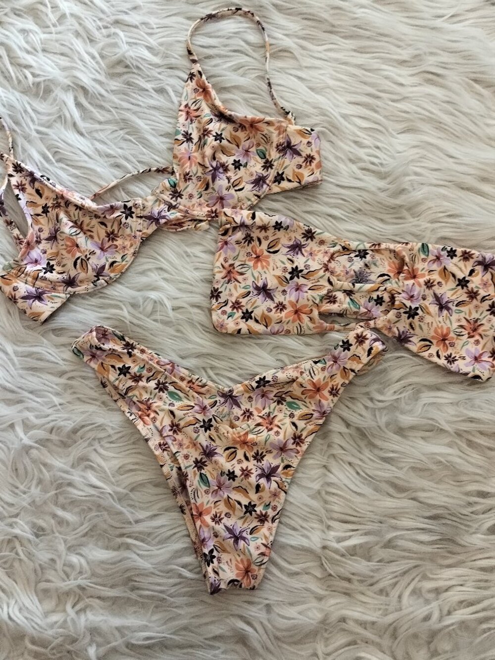 NWOT JMP The Label 3pc Swim Cactus Bloom Floral Print